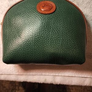 Dooney and Bourke Vintage LEATHER  Makeup Pencil Supply Clutch Pouch GREEN 8.5”